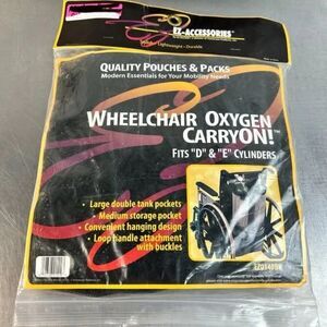 EZ-Accessories EZ0140BK Dual Wheelchair Oxygen Pocket CarryON! D & E Cylinders